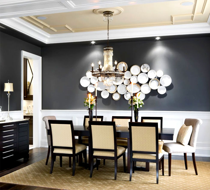 How to decorate a large dining room wall