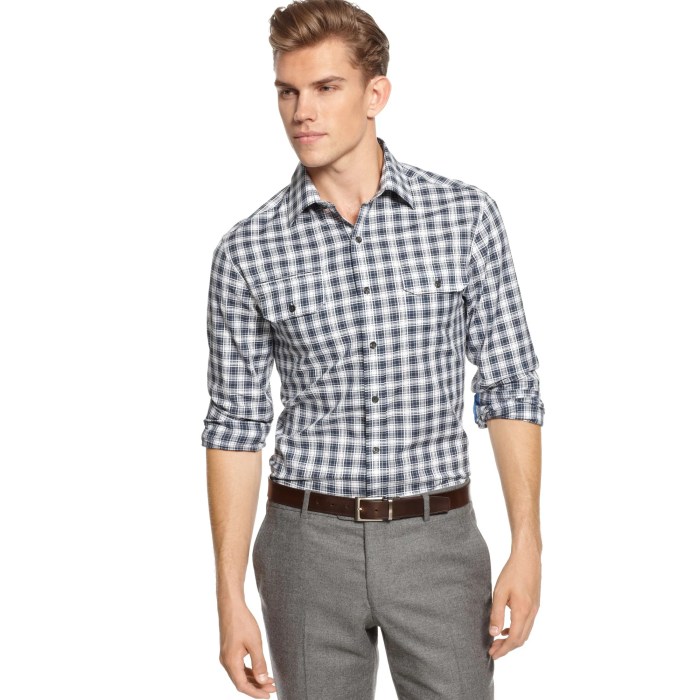 Blue plaid dress shirt mens